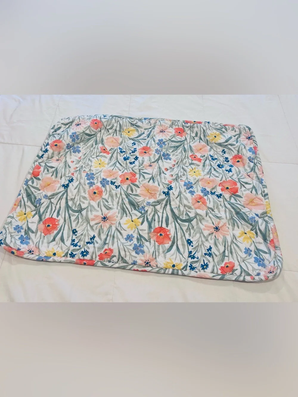 Rachel Ashwell Floral Pillow Sham Quilted White Green Peach